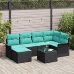 vidaXL Tuin Sofa Set met opslag 7 pcs Zwart poly rattan, Verzenden, Nieuw, Rotan