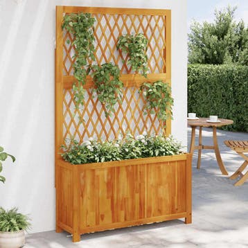 vidaXL Plantenbak met latwerk 100x32x165 cm massief, Tuin en Terras, Verzenden, Nieuw, Hout