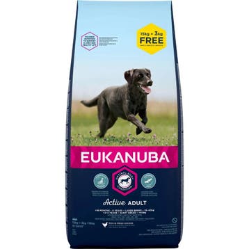Eukanuba Adult Large kip hondenvoer 15 + 3 kg, Dieren en Toebehoren, Verzenden, Hond