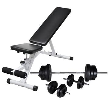 vidaXL Trainingsbank met halterset 60,5 kg, Sport en Fitness, Verzenden, Nieuw
