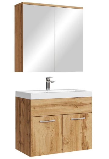 Badkamermeubel Set Montreal 01 60 cm Eiken Badmeubel, Verzenden, Nieuw, Wastafelkast