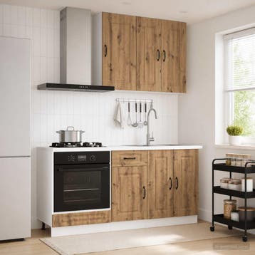 vidaXL Keukenblok KALMAR 5 st Artisanaal eiken Bewerkt hout, Huis en Inrichting, Verzenden, Nieuw, Bruin