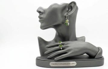 Zilver - 2-delige sieradenset - Tsavoriet-granaat-prasioliet