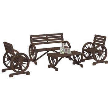vidaXL 4-delige Loungeset massief vurenhout, Verzenden, Nieuw, Hout, Loungeset