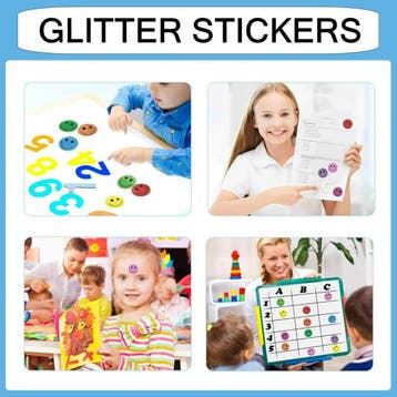 Emoji / Smiley Stickers Op Rol - 25 mm - Glitterprint - 10, Verzenden, Nieuw