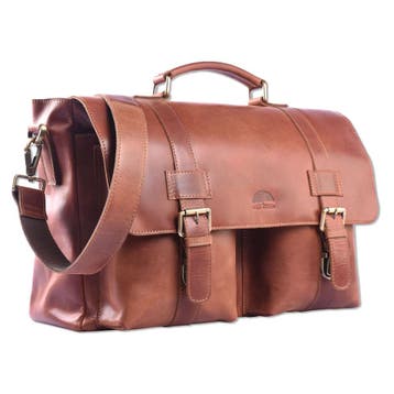 WILD WOODS Leren 15,6 inch Aktetas Oil Pull-up Cognac, Computers en Software, Laptoptassen, Verzenden, Nieuw