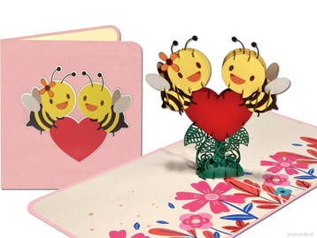 2 Verliefde Bijen op een rood hart - Ik hou van je - Vale..., Verzenden, Nieuw