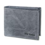 Wild Nature Leren Billfold Portemonnee Heren - Donker grijs, Overige merken, Verzenden, Nieuw, Grijs