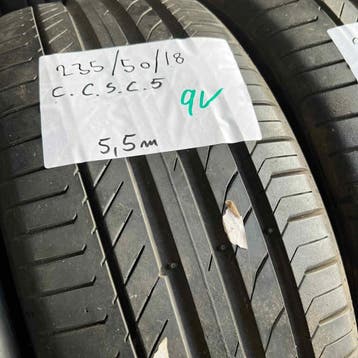 2 x Continental SportContact 5 235-50-18 Zomerbanden 5,5mm, 18 inch, Gebruikt, Ophalen of Verzenden, 235 mm
