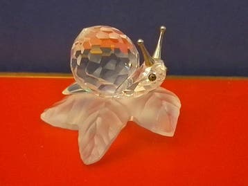 Swarovski - Beeldje - Snail on leaf - 196501 - Box +