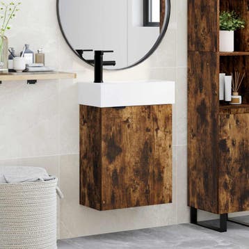 vidaXL Badkamermeubel met kraan Gerookt eiken 45,5 x 22,5 x, Huis en Inrichting, Verzenden, Nieuw