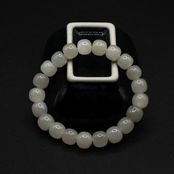 Natuurlijke Hetian nefrietjade armband - gepolijste witte