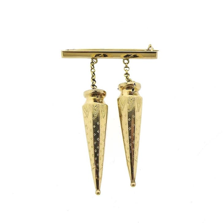 Gouden broche met breidoppen, Sieraden, Tassen en Uiterlijk, Broches, Overige kleuren, Gebruikt, Goud, Ophalen of Verzenden