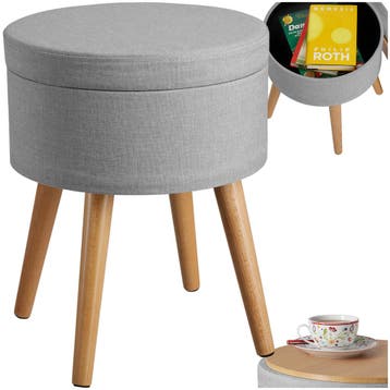 Hocker Yara gestoffeerd in linnenlook 300kg met opbergruimte, Verzenden, Nieuw