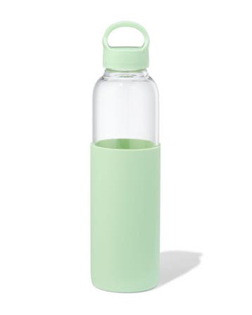HEMA Waterfles 500ml glas met siliconen sleeve groen, Verzenden, Nieuw