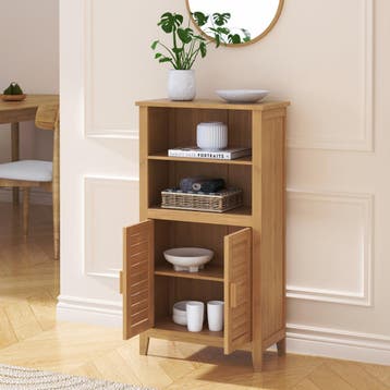 Dressoir Rirg bamboe 92x50x25 cm naturel [en.casa], Verzenden, Nieuw