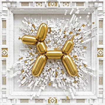 Artxlife - Lego Gold Jeff Koons Balloon Dog, Nieuw