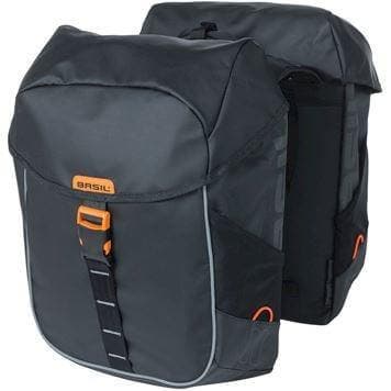 Basil Dubbele Fietstas Miles black Tarpaulin zwart oranje, Verzenden, Nieuw