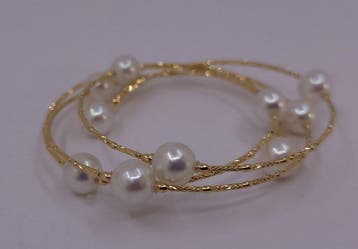Armband - 18 karaat Geel goud - 7x8 mm Akoya parels, Nieuw