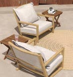 2x Opvouwbare Buitentafels Acaciahout 45x45 cm Weerbestendig, Tuin en Terras, Tuintafels, Verzenden, Nieuw