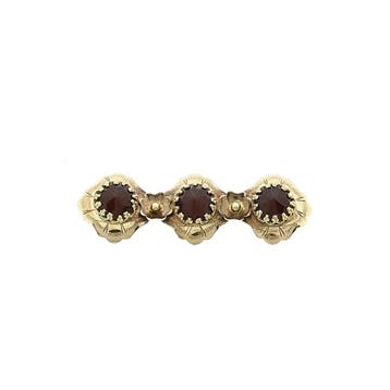 Vintage gouden broche met carneool, Sieraden, Tassen en Uiterlijk, Broches, Gebruikt, Ophalen of Verzenden, Met edelsteen, Goud
