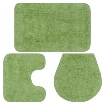 vidaXL Badmattenset stof groen 3-delig, Verzenden, Nieuw, Groen