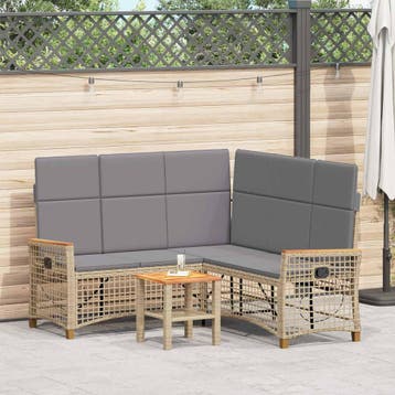 vidaXL Tuin ligbankset 5-Aantal zitplaatsen Beige en Licht, Tuin en Terras, Verzenden, Nieuw, Rotan