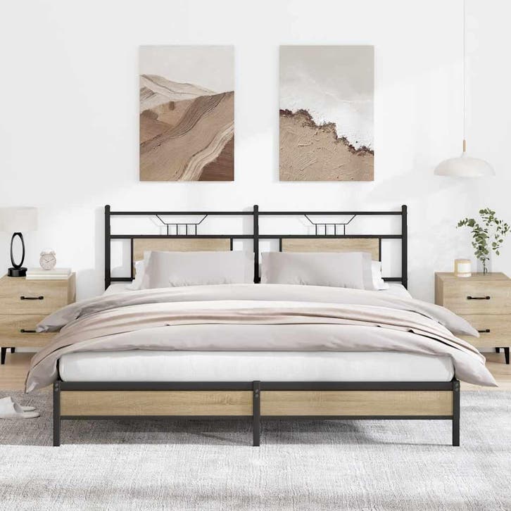 vidaXL Bedframe zonder matras hout sonoma eikenkleurig, Huis en Inrichting, Slaapkamer | Bedden, 160 cm, 200 cm, Bruin, Tweepersoons