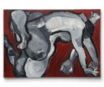 Gundi Falk (1966) - Entrelacs Sensuels - Étreinte Rouge, Antiek en Kunst, Kunst | Schilderijen | Modern