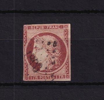 Frankrijk 1849 - Nuance karmijnbruin, notering 1200€, Cérès, Gestempeld