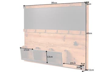 Praktische wandplank HERITAGE 80cm naturel grenen 6 haken, Ophalen of Verzenden, Nieuw