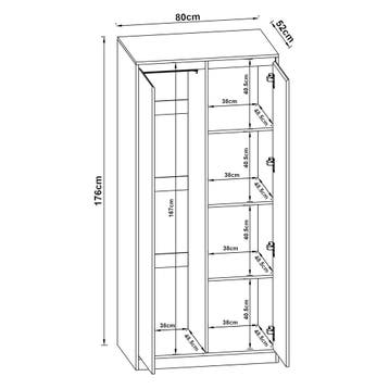 [en.casa] Kledingkast Bastheim 176x80x52 cm eiken en wit, Verzenden, Nieuw
