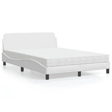 vidaXL Bed met matras Dover kunstleer wit 120x200 cm, Overige materialen, Verzenden, Wit, Nieuw