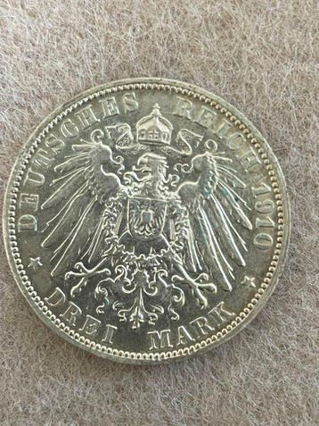 Duitsland. Wilhelm II. 3 Mark 3-Mark-Silbermünze des, Postzegels en Munten