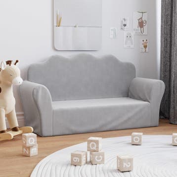 vidaXL Kinderbank 2-zits zacht pluche lichtgrijs, Verzenden, Nieuw