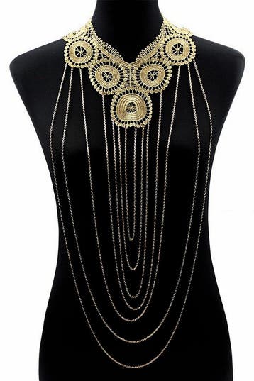 Body Chain Goud Kant Cleopatra Lichaamsketting Victoriaans S, Kunststof, Verstelbaar, Nieuw, Ophalen of Verzenden