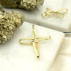 Gouden hanger van een kruis met zirconia (Hanger of bedel), Ophalen of Verzenden, Gebruikt, Goud, Overige merken