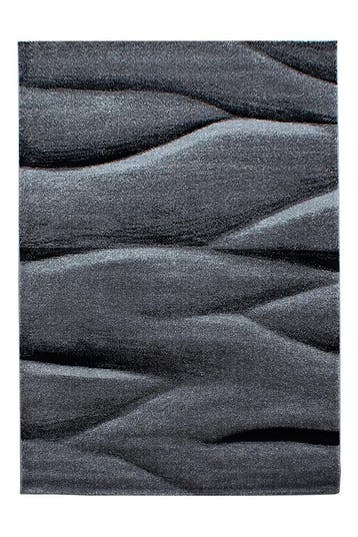 Modern Vloerkleed | Lucca | Golven | Zwart | 140x200 cm, Verzenden, Nieuw