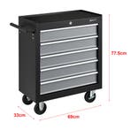 [pro.tec] Gereedschapswagen 5 lades 69x33x77,5 cm zwart, Verzenden, Nieuw