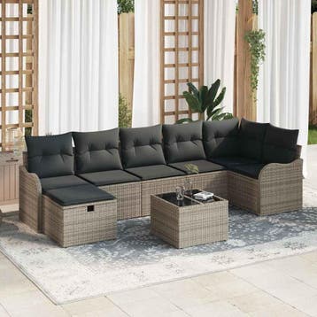 vidaXL Tuin Sofa Set 8 st Poly riet, Tuin en Terras, Verzenden, Nieuw, 8 zitplaatsen