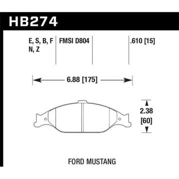 Hawk 99-04 Ford Mustang Base/GT HPS Street Front Brake Pads, Ophalen of Verzenden, Nieuw