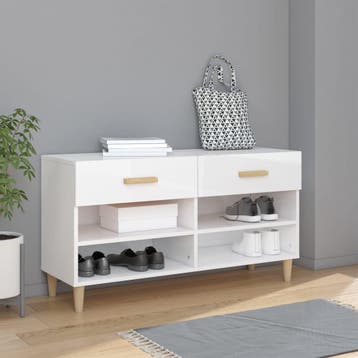 vidaXL Schoenenkast 102x35x55 cm bewerkt hout hoogglans wit, Verzenden, Nieuw