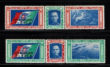 Koninkrijk Italië 1933 - Trittici Noord-Atlantische Cruise, Gestempeld