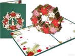 Kerstkrans kerststerren & kaars Kerstkaart Pop-up kaart, Verzenden, Nieuw