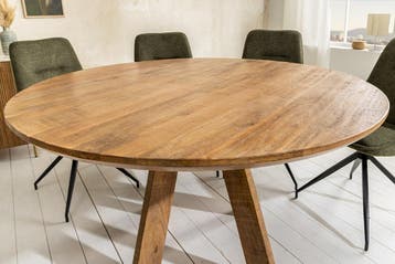 Ronde eettafel ART WOOD 120cm bruin massief mangohout -, Huis en Inrichting, Ophalen of Verzenden, Nieuw