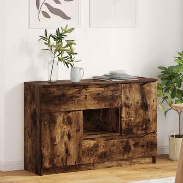 vidaXL Dressoir Gerookt eiken 100 x 30 x 65,6 Bewerkt hout, Verzenden, Nieuw, Overige houtsoorten, Minder dan 50 cm