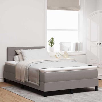 vidaXL Boxspring bed met LED-stripverlichting Taupe 120 x, Verzenden, Nieuw, Twijfelaar, Stof