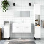 vidaXL Badkamerkast met spiegel bewerkt hout hoogglans wit, Verzenden, Nieuw, (Half)hoge kast