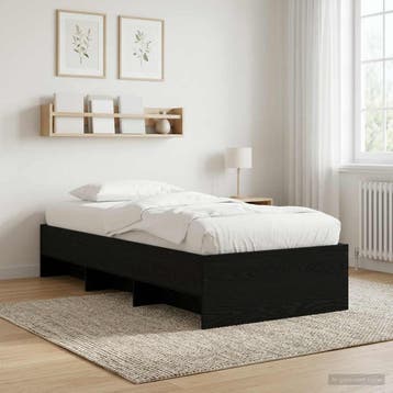 vidaXL Bedframe met plank Zwart eiken 80 x 200 cm Bewerkt, Eenpersoons, Verzenden, Zwart, Nieuw