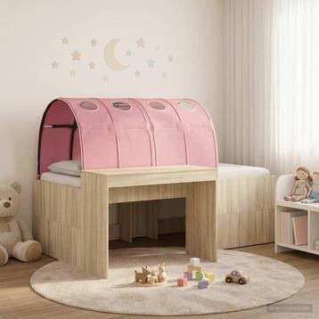vidaXL Bed met Tunnel 3 st Sonoma eiken en roze Bewerkt hout, Verzenden, Nieuw, Bruin, Hout